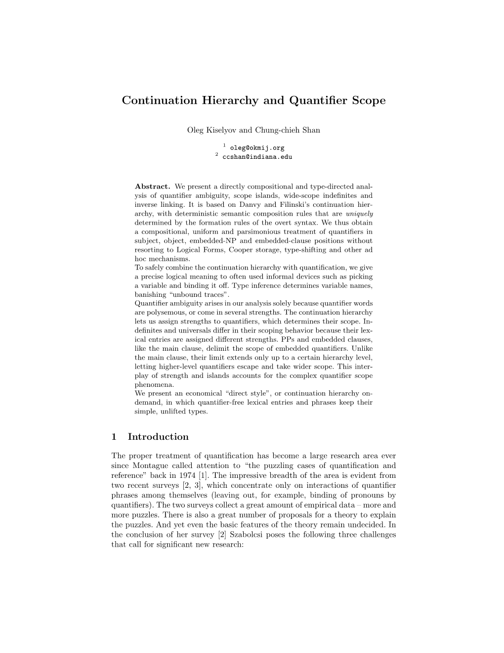 Continuation Hierarchy and Quantifier Scope