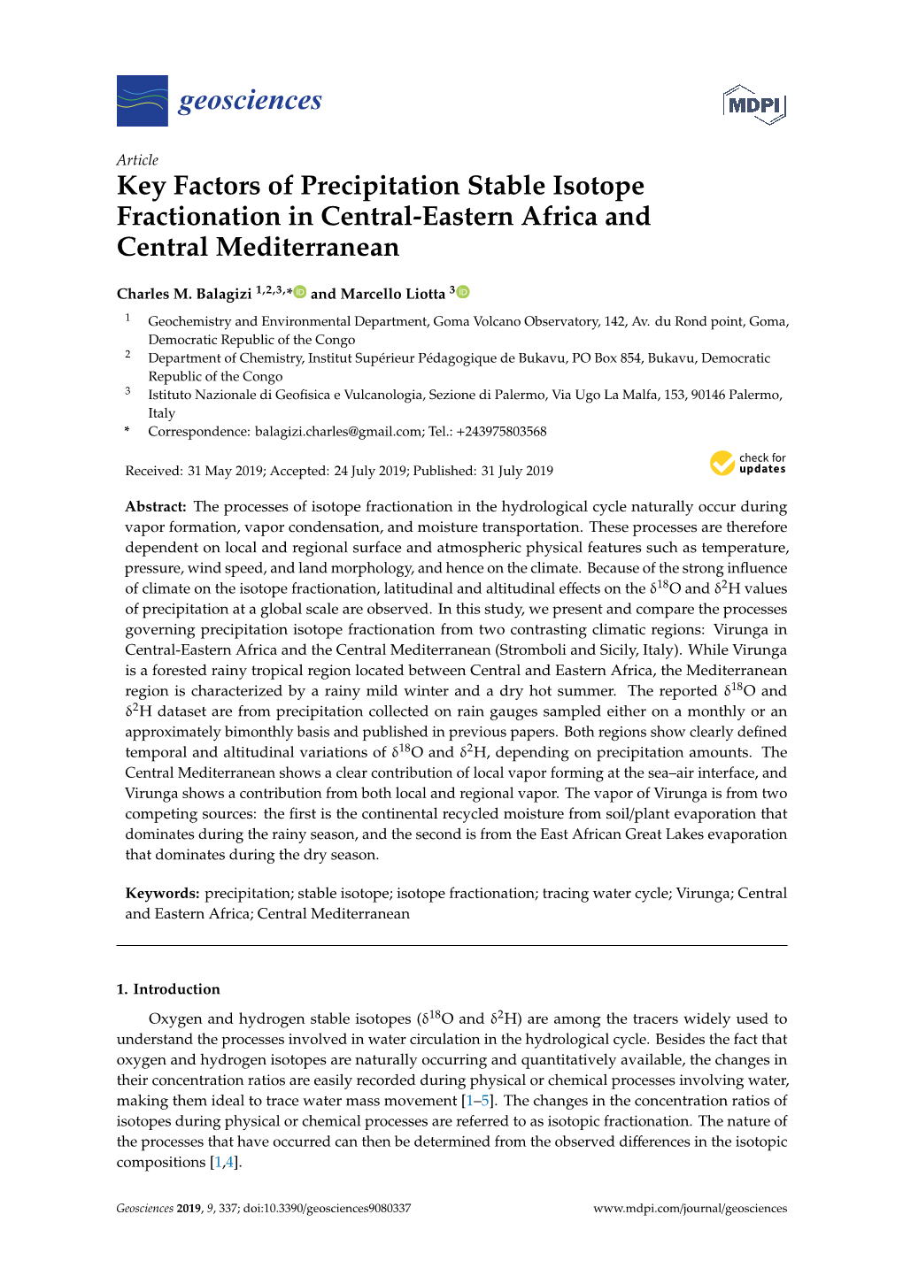 Key Factors of Precipitation Stable Isotope Fractionation in Central-Eastern Africa and Central Mediterranean