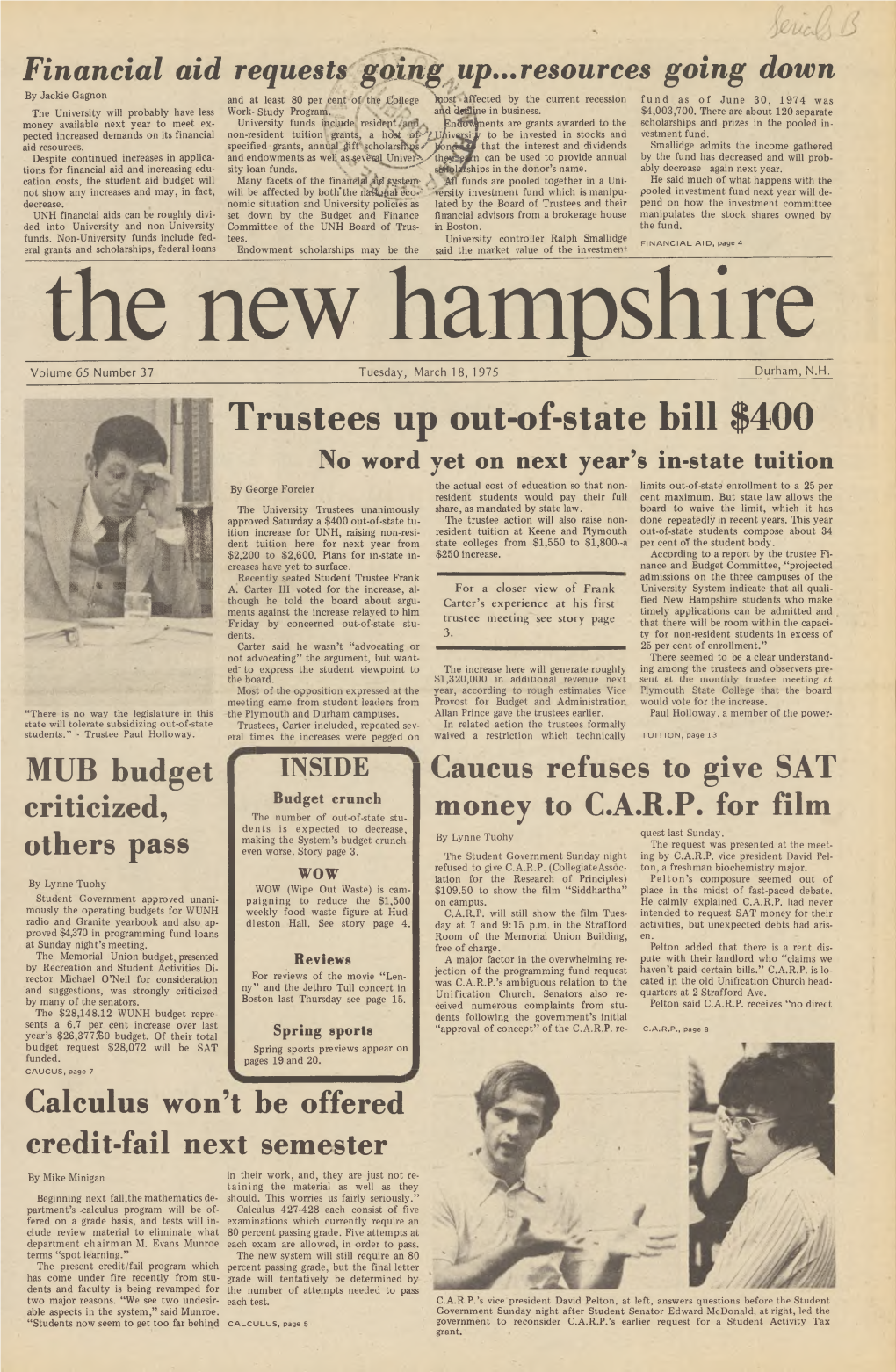 The New Hampshire, Vol. 65, No. 37