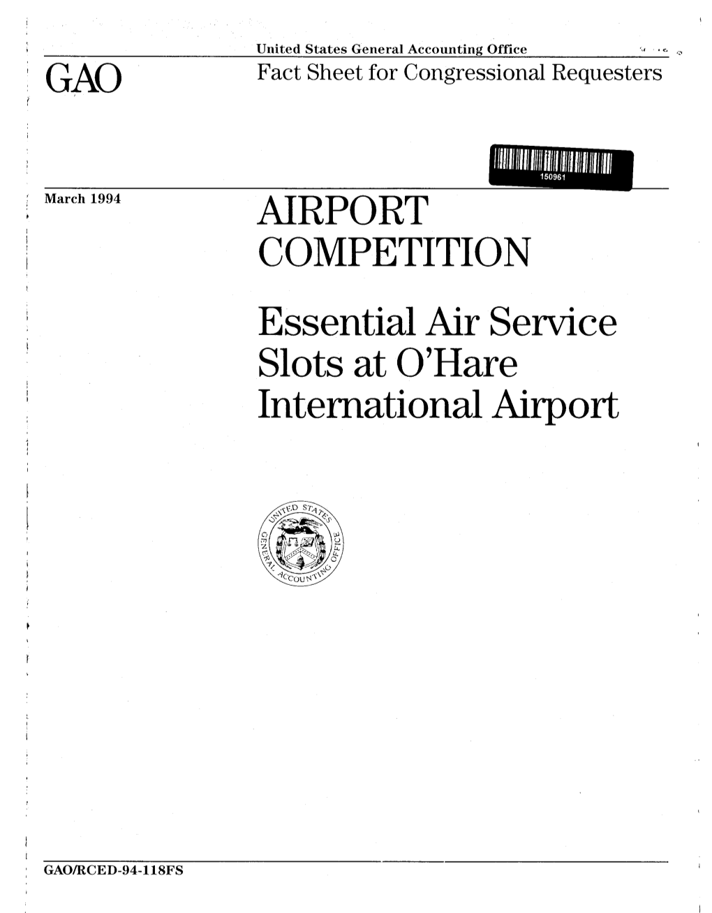 RCED-94-118FS Airport Competition: Essential Air Service Slots at O