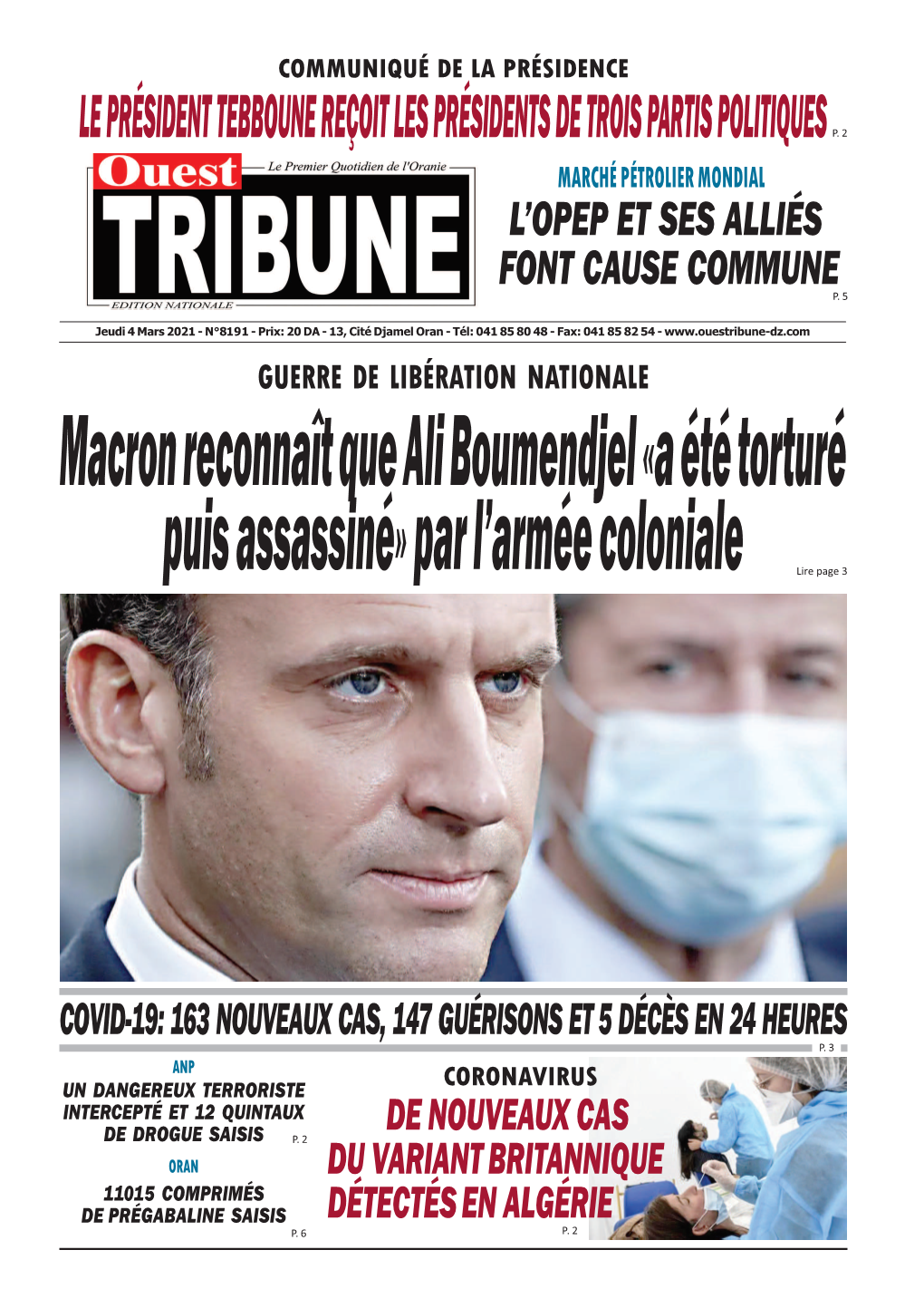 Pdf Ouest Tribune Du 2021-03-04