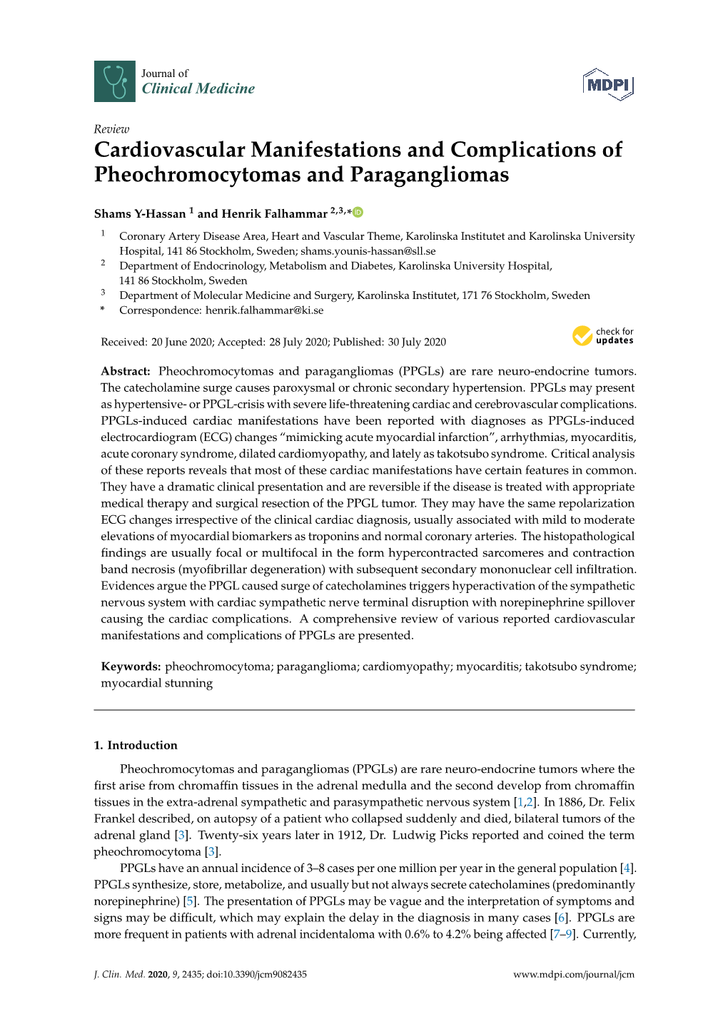 Cardiovascular Manifestations and Complications of Pheochromocytomas and Paragangliomas