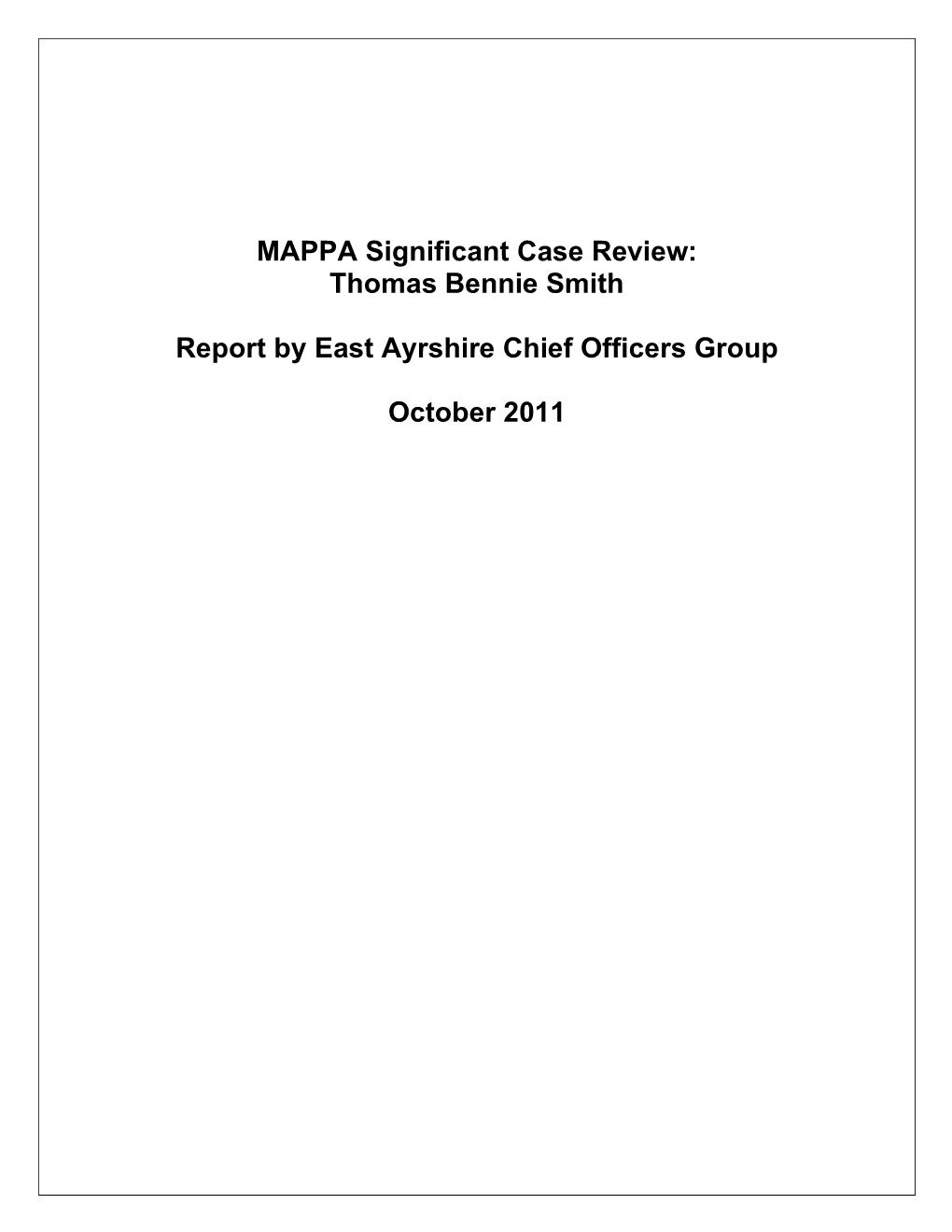 MAPPA Significant Case Review Thomas Bennie Smith