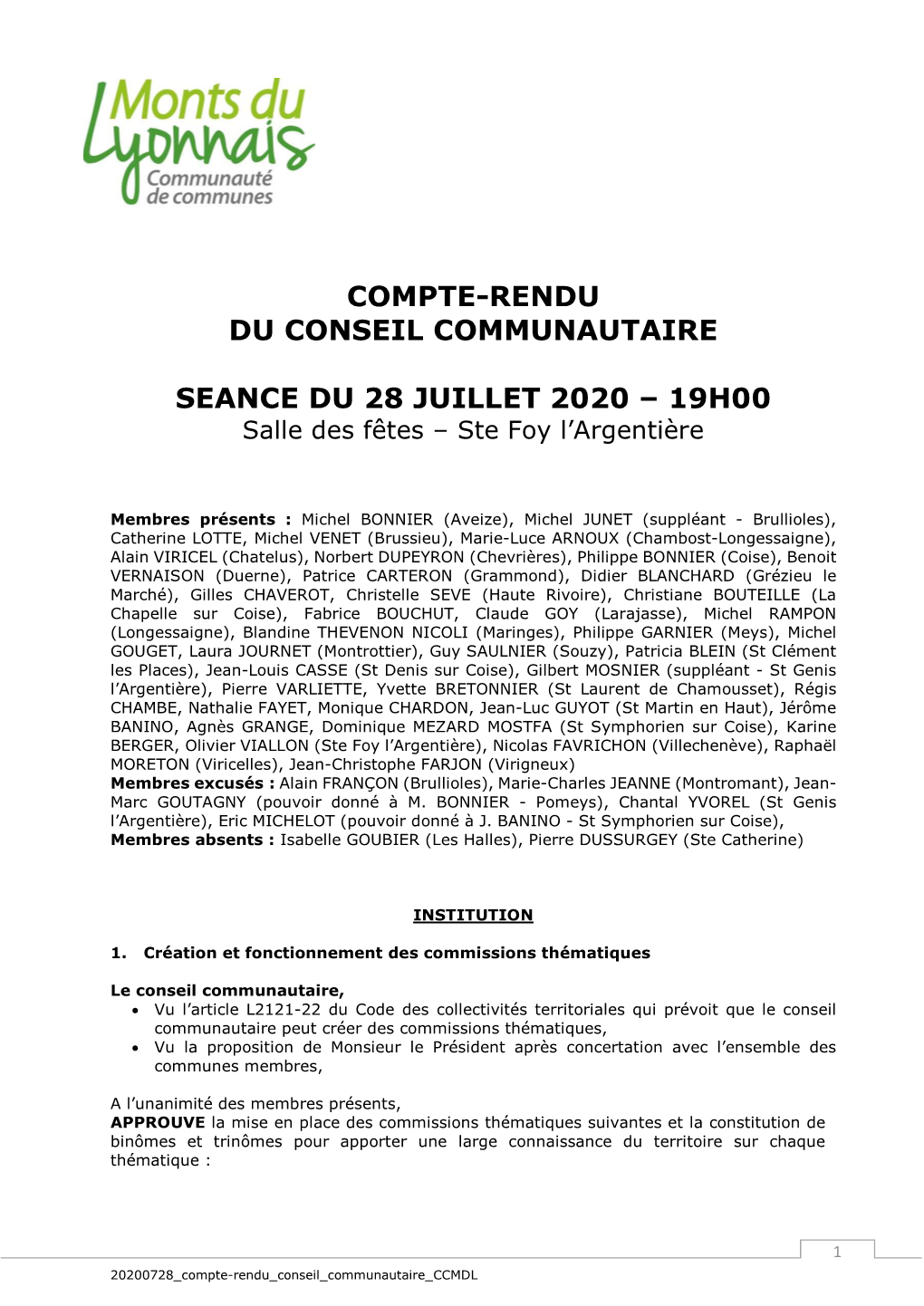 Conseil Communautaire