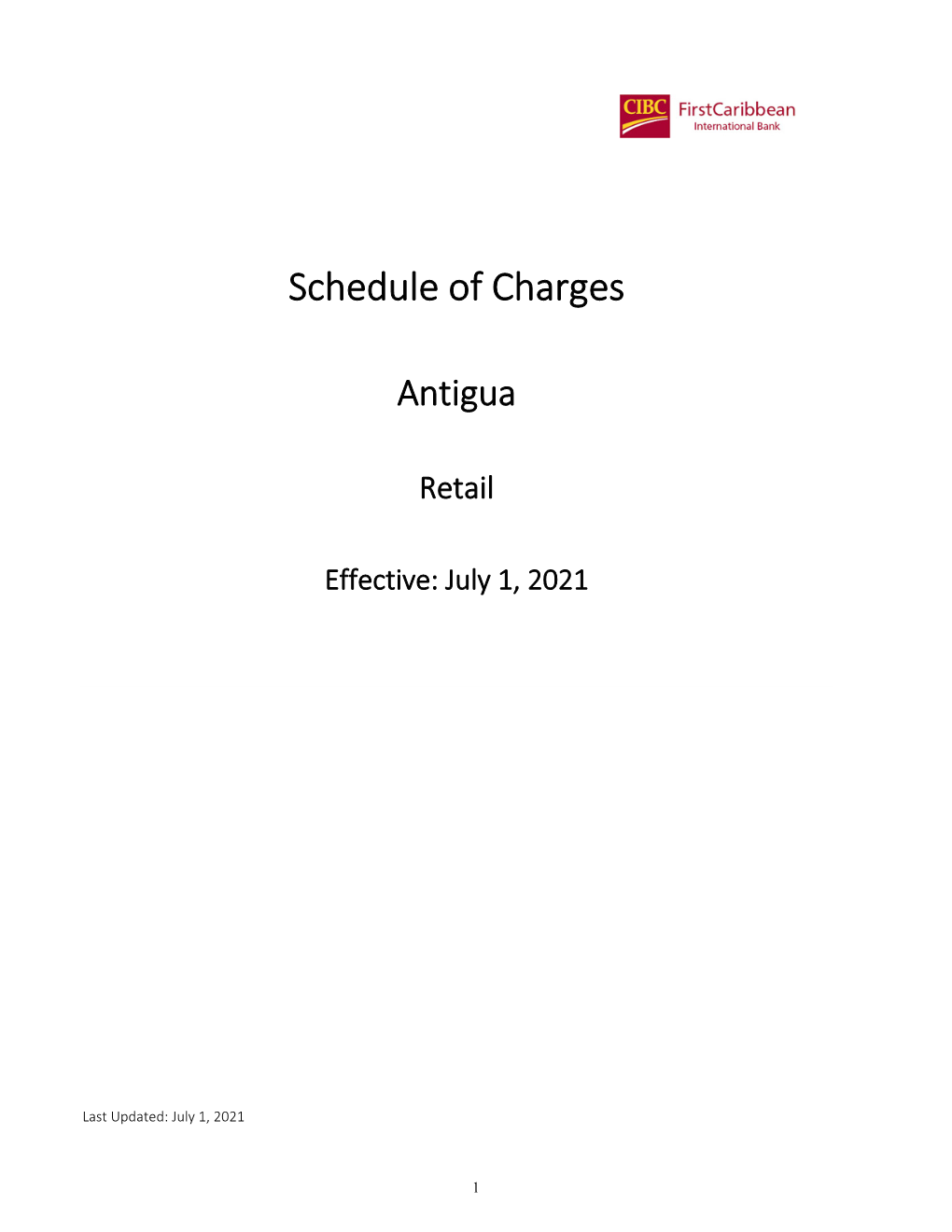 Schedule of Charges