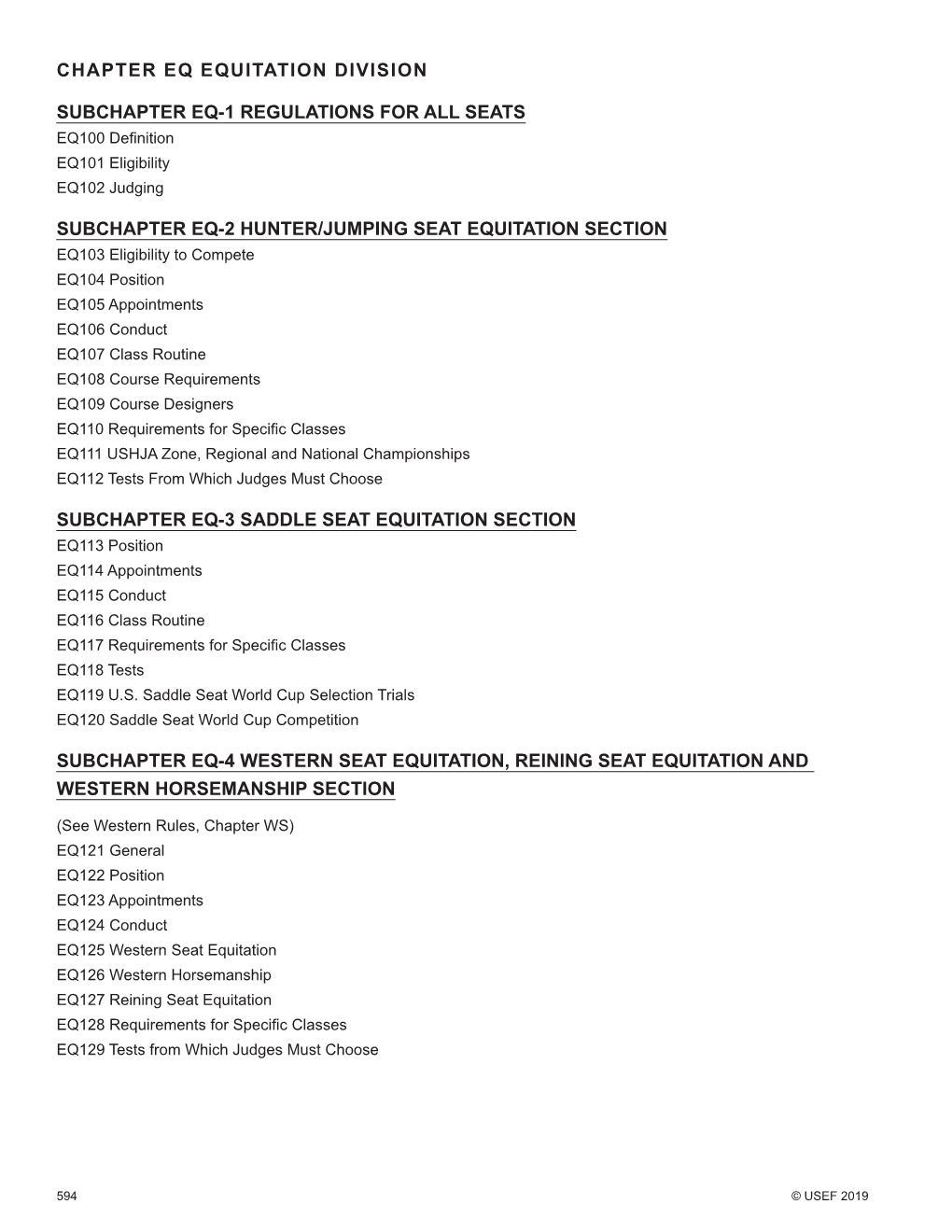 Chapter Eq Equitation Division Subchapter Eq-1