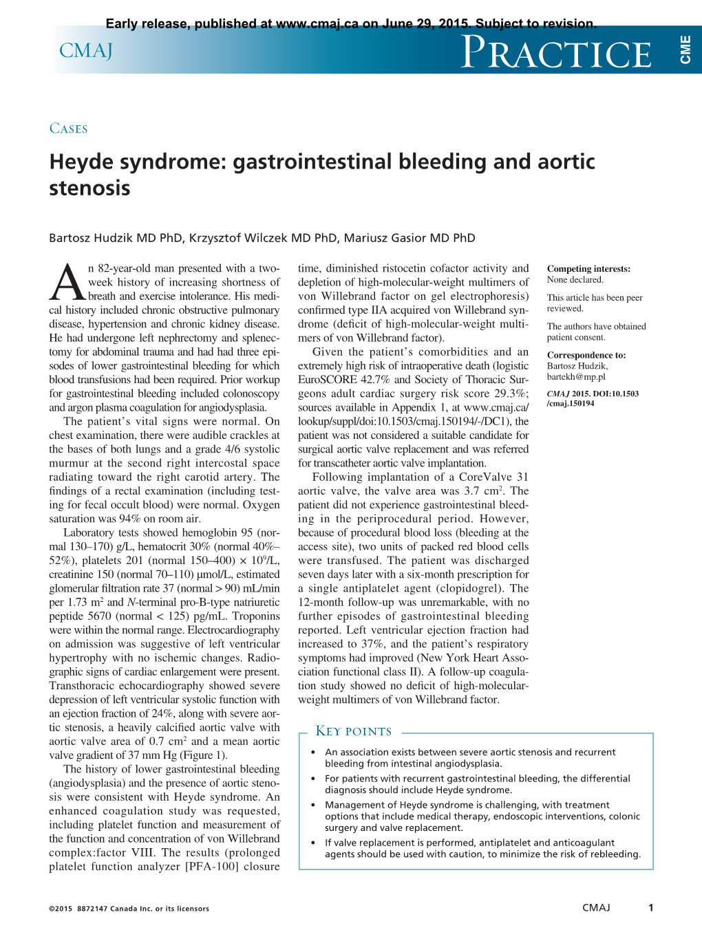 Heyde Syndrome: Gastrointestinal Bleeding and Aortic Stenosis