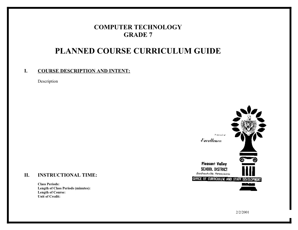 Learning Outcomes/Standards and Content/Activities