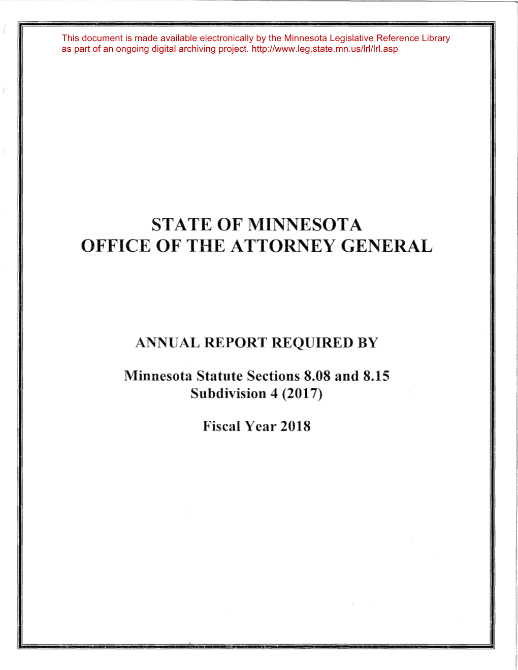 State of Minnesota Office of the Attorney General