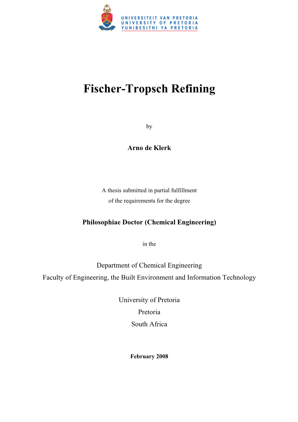 Fischer-Tropsch Refining