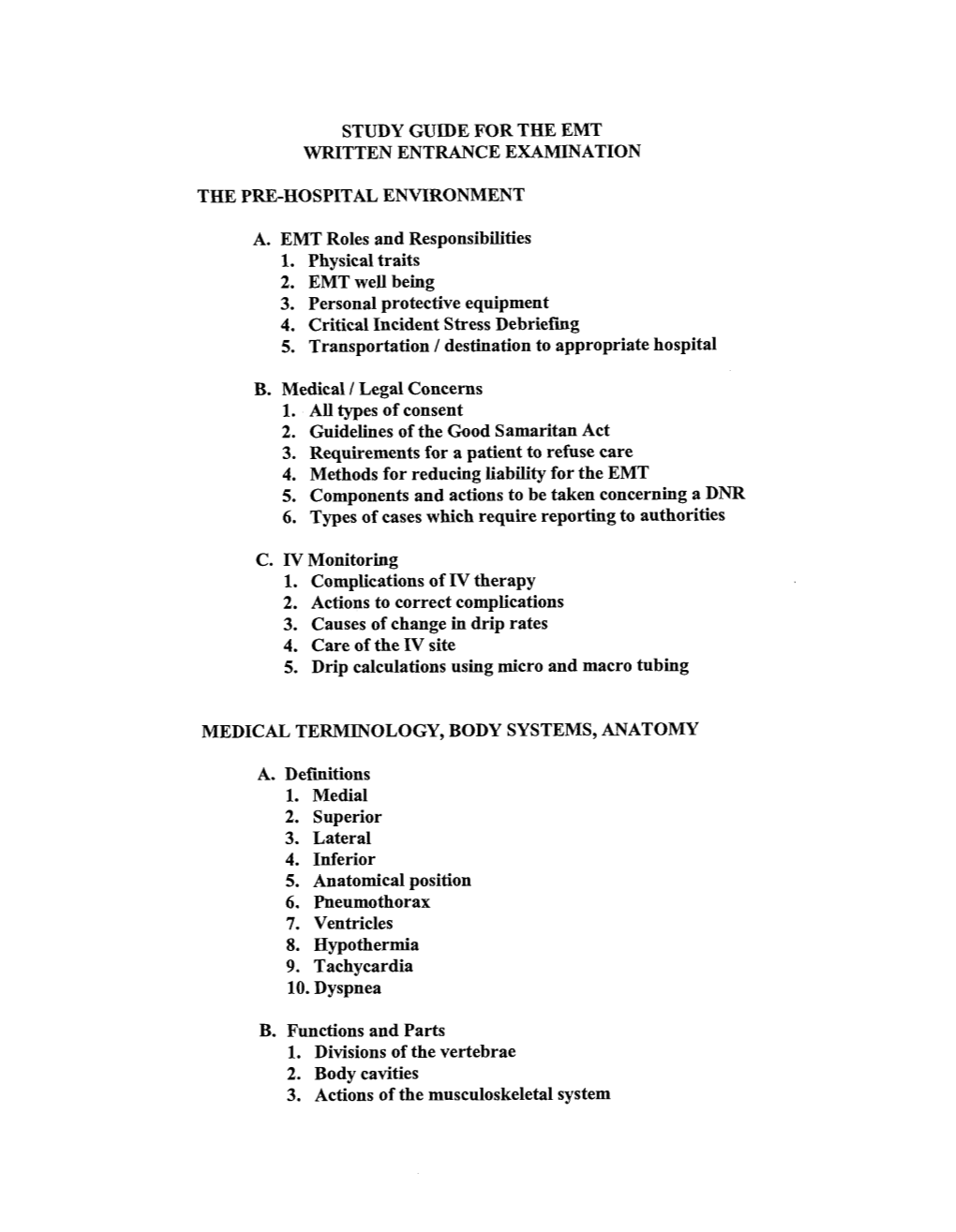 STUDY Gttide for the EMT WRITTEN ENTRANCE EXAMINATION