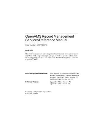 Openvms Record Management Services Reference Manual