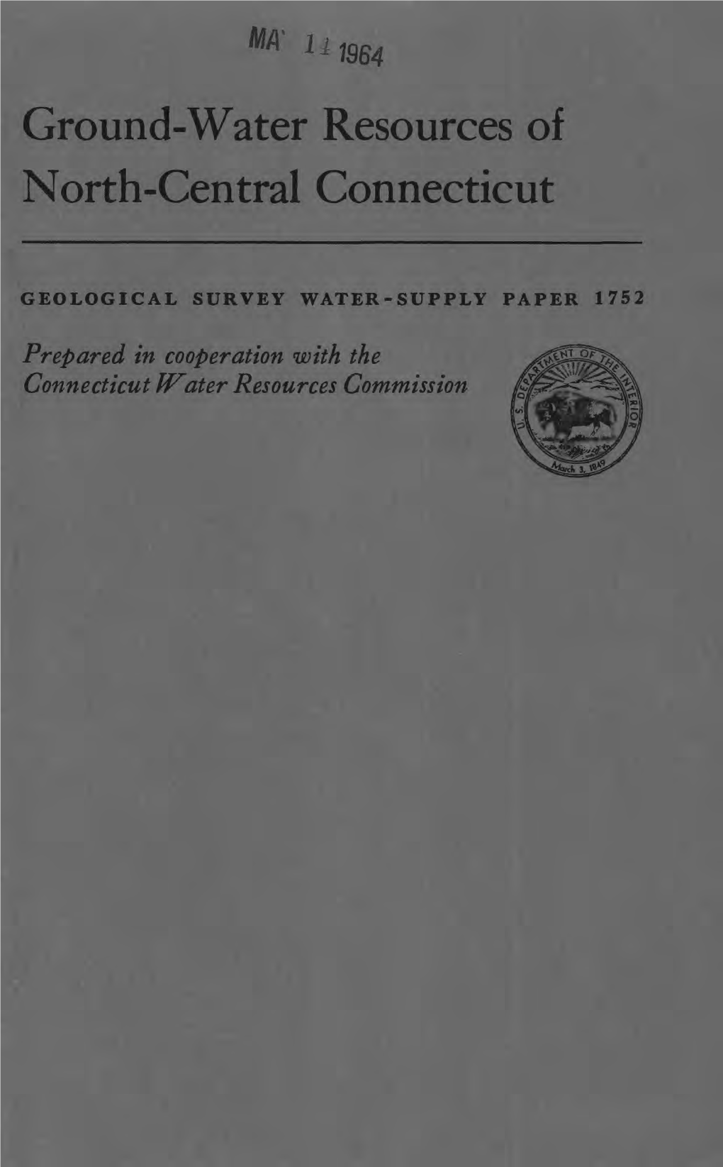 Ground-Water Resources of North-Central Connecticut