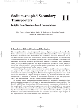 Sodium-Coupled Secondary Transporters 11 Insights from Structure-Based Computations