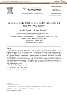 Microlocal Study of Topological Radon Transforms and Real Projective Duality