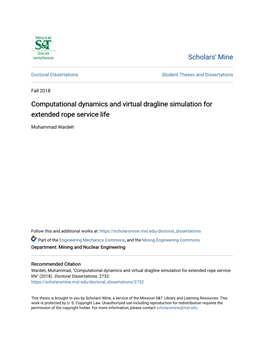 Computational Dynamics and Virtual Dragline Simulation for Extended Rope Service Life