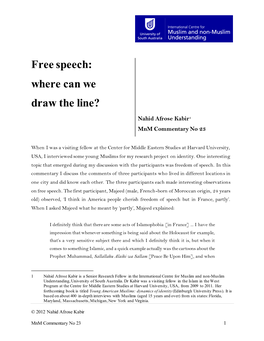 Free Speech: Where Can We Draw the Line?