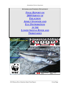 Kitsumkalum 2010 Eulachon Final Report