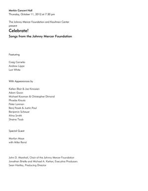 Celebrate! Songs from the Johnny Mercer Foundation
