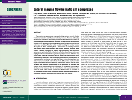 Lateral Magma Flow in Mafic Sill Complexes Craig Magee1, James D