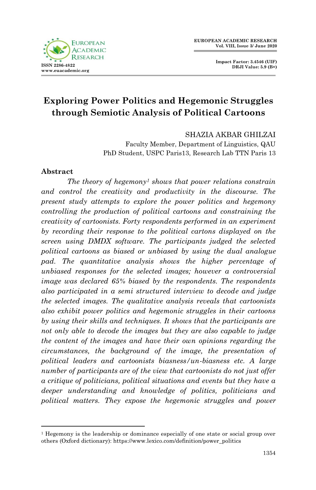 Exploring Power Politics and Hegemonic Struggles Through Semiotic Analysis of Political Cartoons