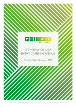 Conference and Event Catering Menus