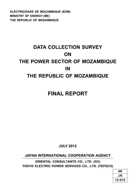 Data Collection Survey on the Power Sector of Mozambique in the Republic of Mozambique