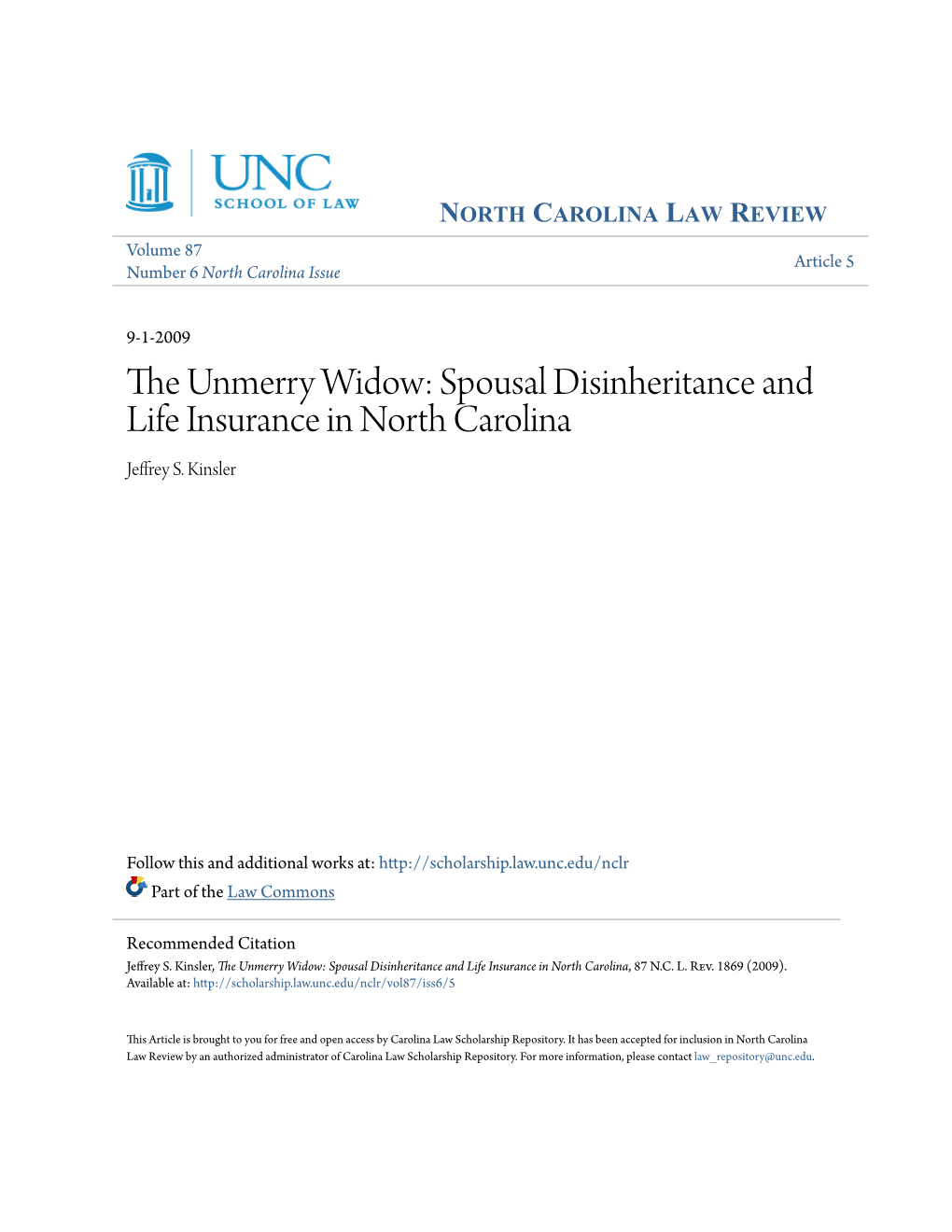 Spousal Disinheritance and Life Insurance in North Carolina Jeffrey S