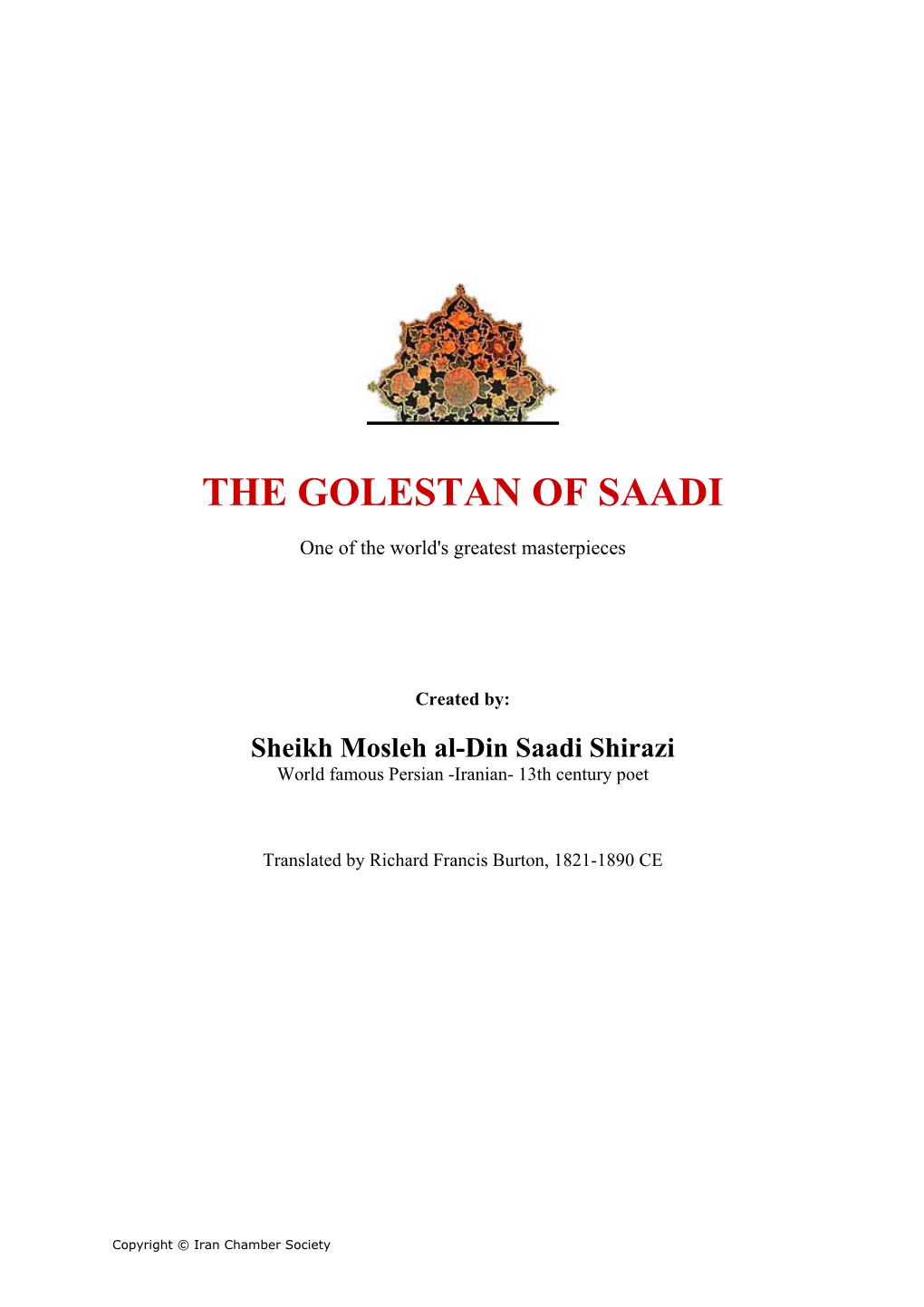 The Golestan of Saadi