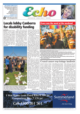 Locals Lobby Canberra for Disability Funding FURNITURE�AND�HOMEWARES��FOR�RELAXED�LIVING from Front Page Said Ms Elliot