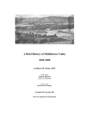 A Brief History of Middletown Valley 1849-1890