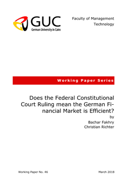 Does the Federal Constitutional Court Ruling Mean the German Fi- Nancial Market Is Efficient? by Bachar Fakhry Christian Richter