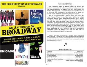 An Afternoon on Broadway Marks the Beginning of the Band’S 33Rd Season