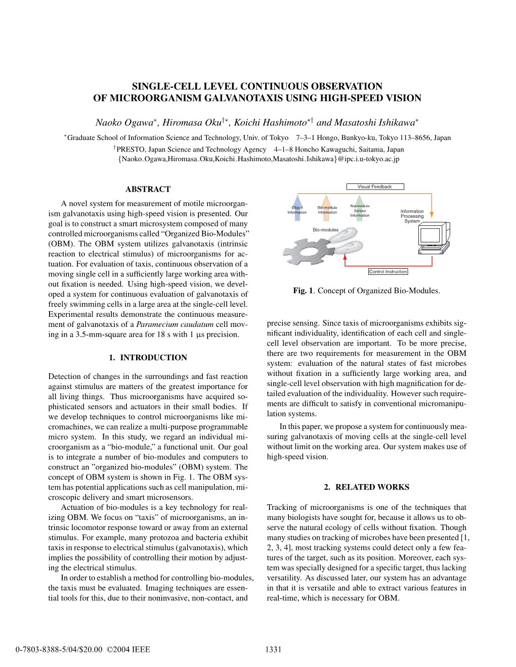 Single-Cell Level Continuous Observation of Microorganism Galvanotaxis Using High-Speed Vision