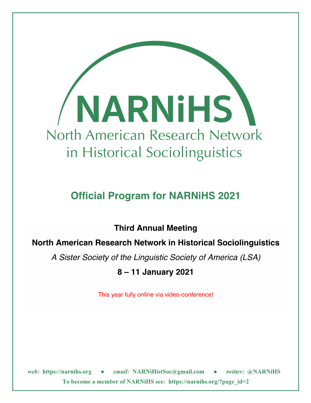 Official Program for Narnihs 2021