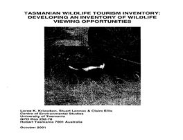 Tasmanian Wildlife Tourism Inventory: Developing an Inventory of Wildlife Viewing Opportunities