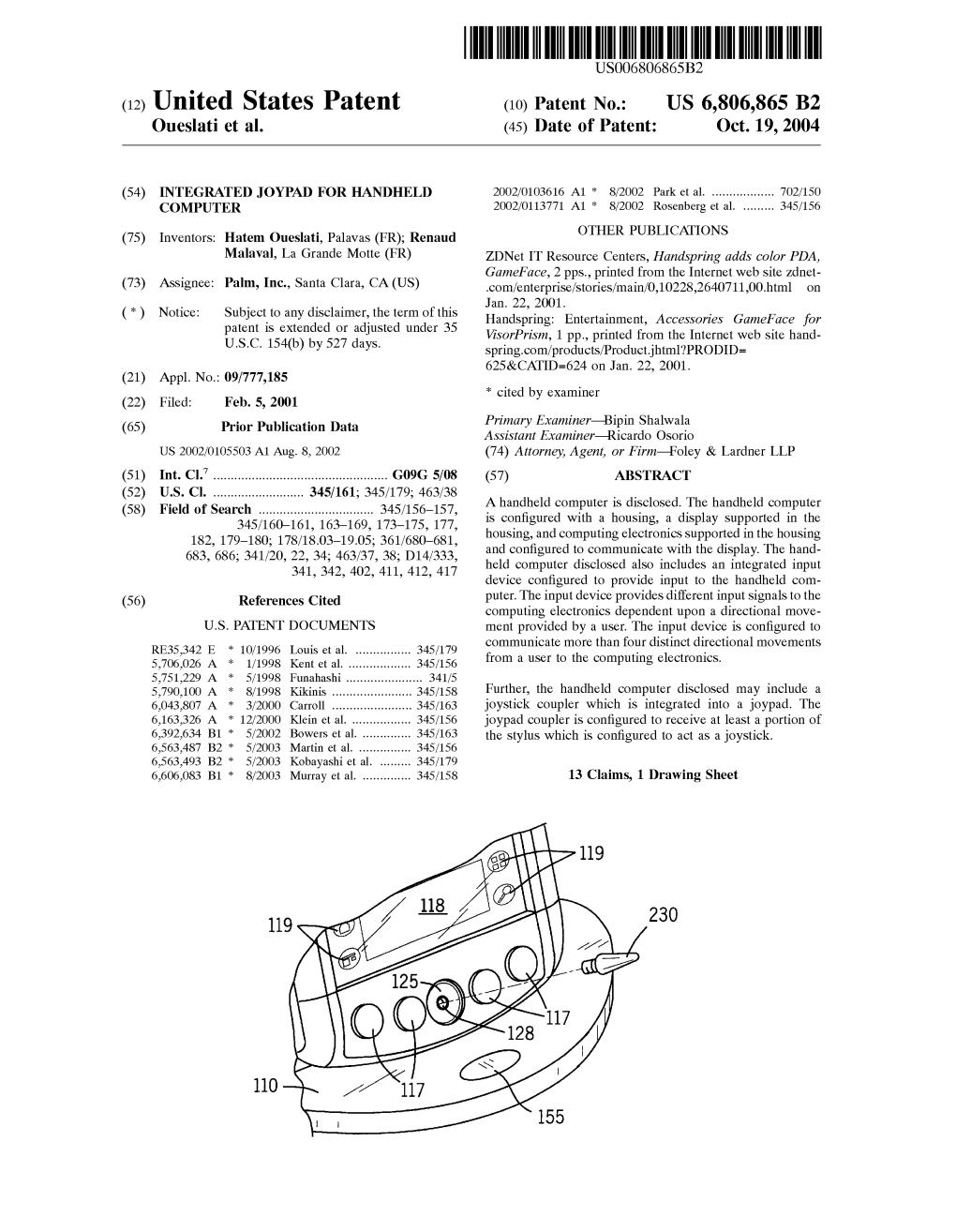 (12) United States Patent (10) Patent N0.: US 6,806,865 B2 Oueslati Et Al