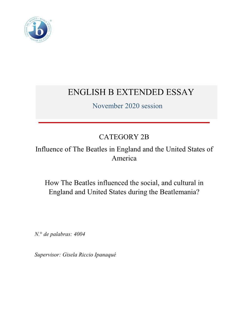 English B Extended Essay