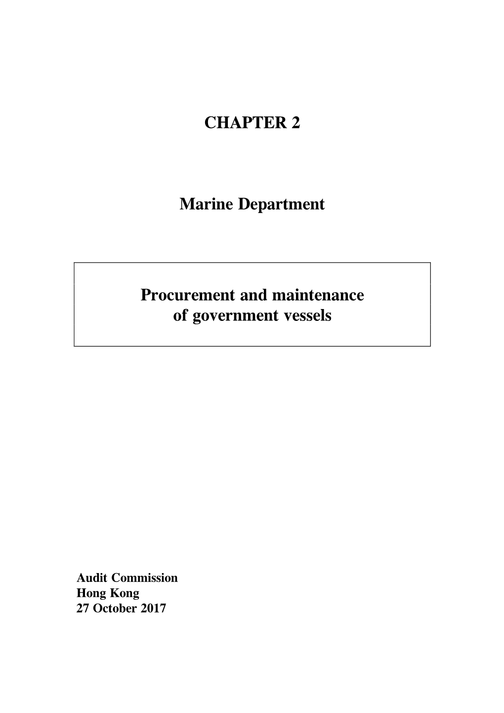CHAPTER 2 Marine Department Procurement and Maintenance Of