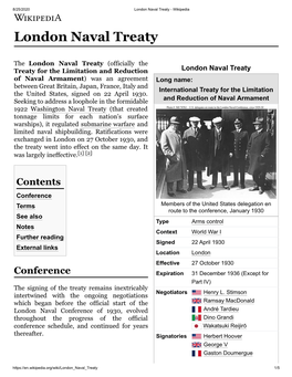 London Naval Treaty - Wikipedia