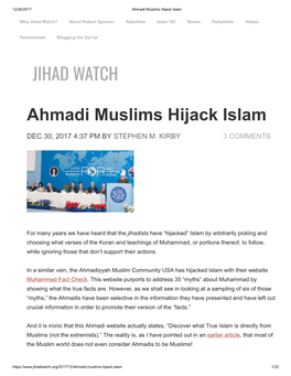 JIHAD WATCH Ahmadi Muslims Hijack Islam