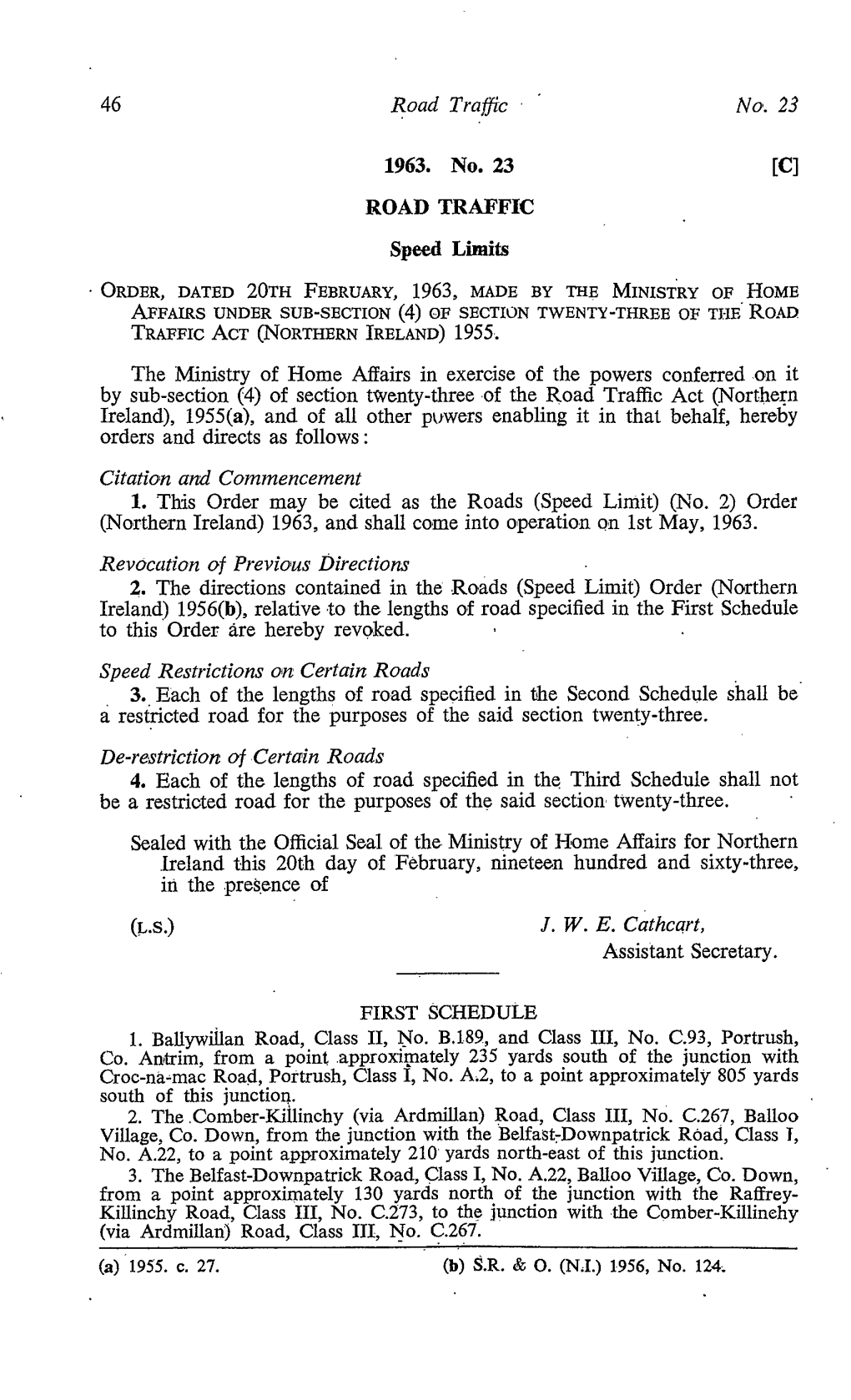 46 Road Traffic 1963. No. 23 NO'. 23 . ORDER