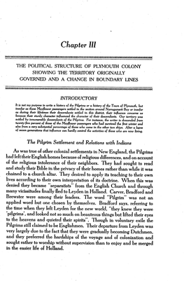 Chapter III. the Political Structure of Plymouth Colony Showing The