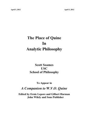 The Place of Quine in Analytic Philosophy