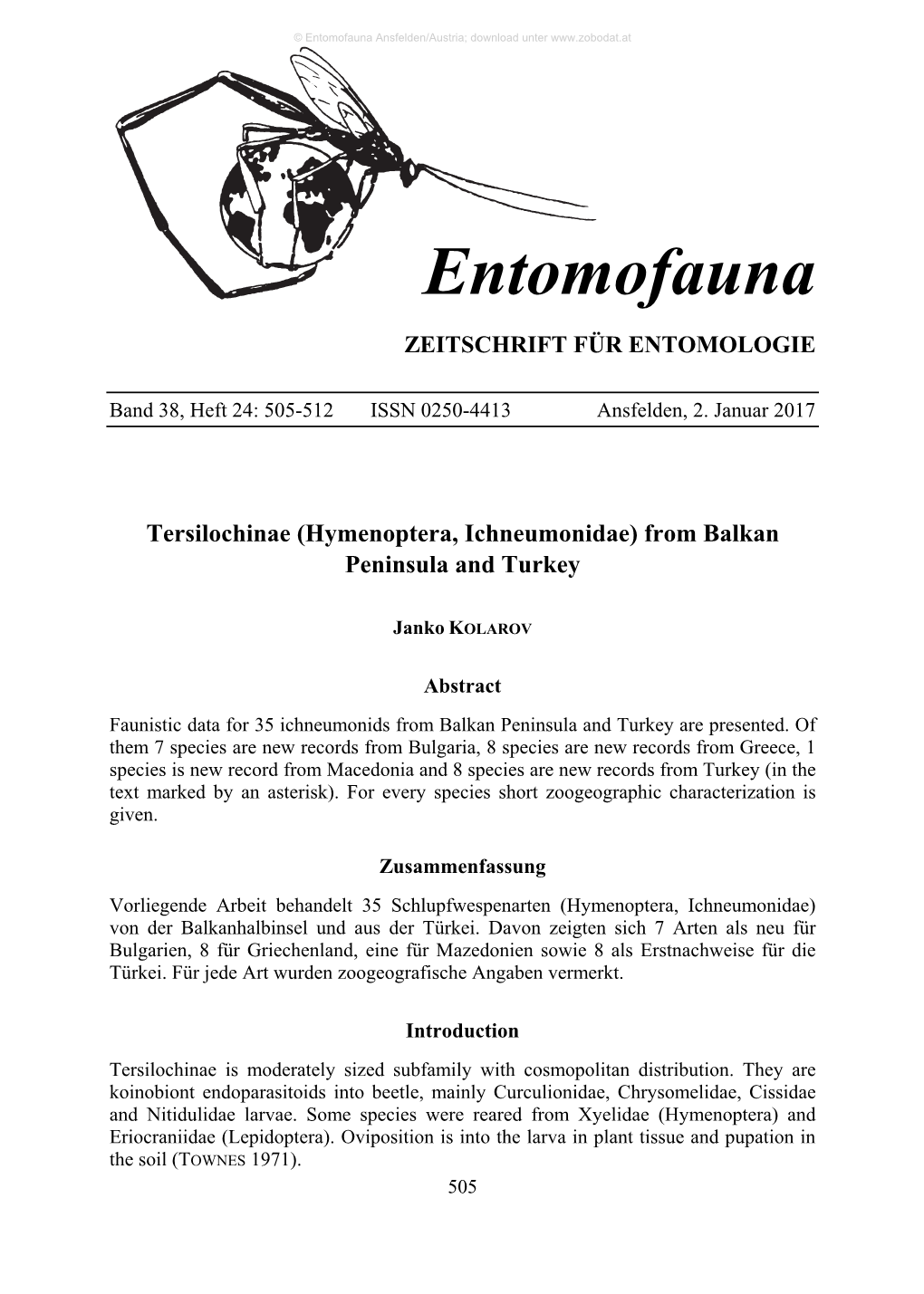 Entomofauna Ansfelden/Austria; Download Unter