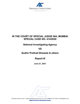 In the Court of Special Judge Nia, Mumbai Special Case No