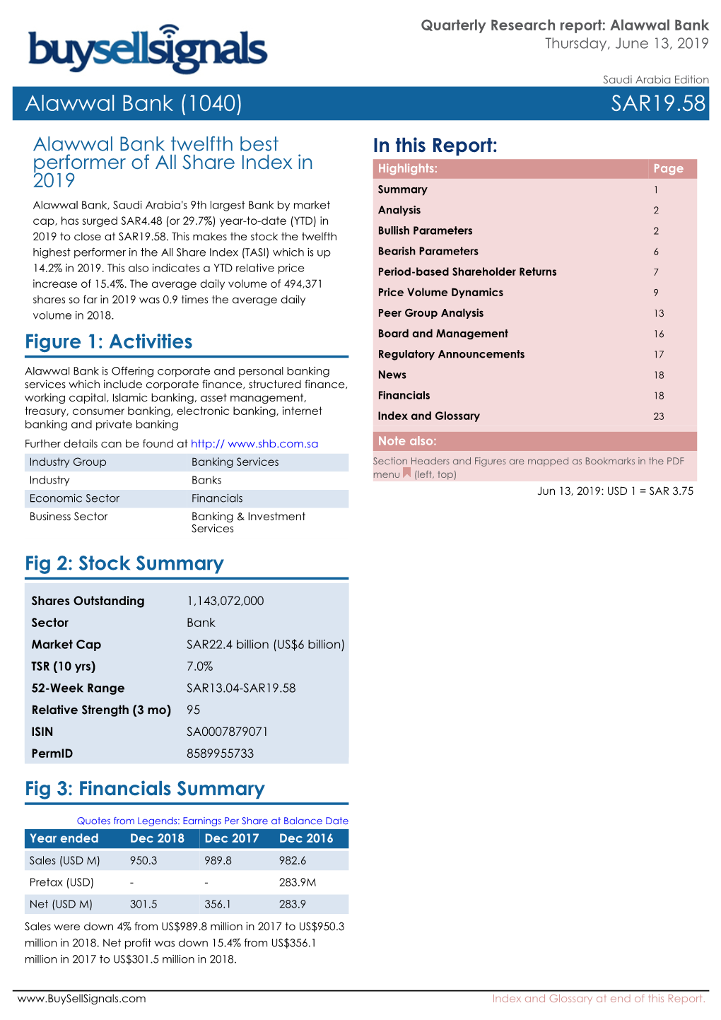 Alawwal Bank Thursday, June 13, 2019