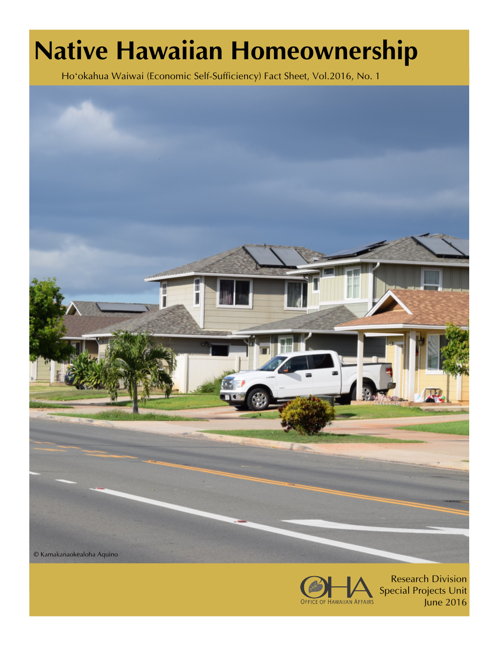 Native Hawaiian Homeownership Hoʻokahua Waiwai (Economic Self-Sufficiency) Fact Sheet, Vol.2016, No
