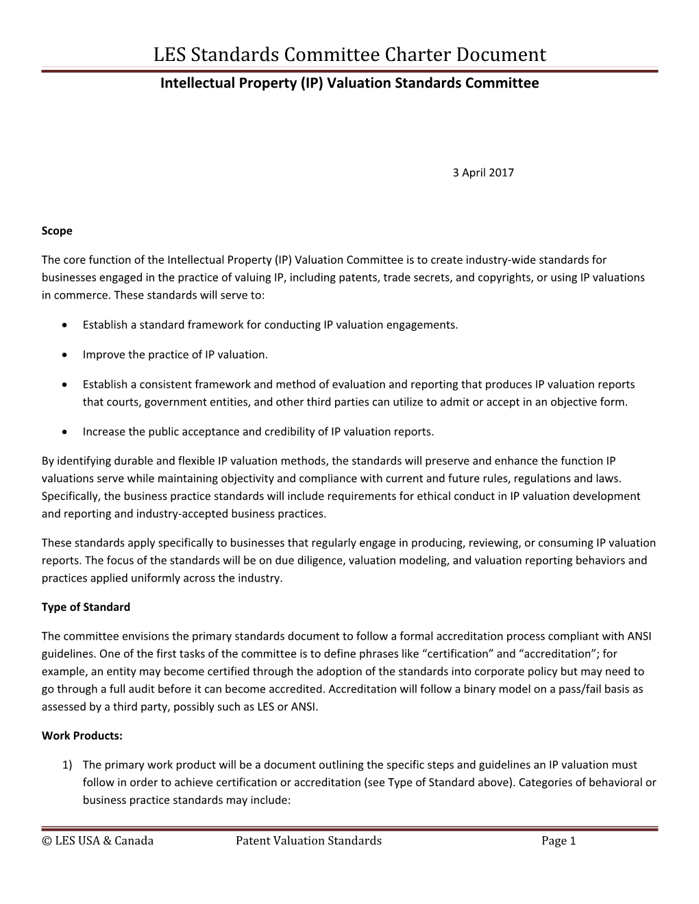 LES Standards Committee Charter Document