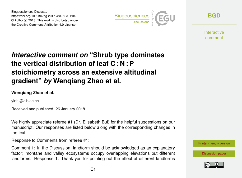 Shrub Type Dominates the Vertical Distribution of Leaf C : N : P Stoichiometry Across an Extensive Altitudinal Gradient” by Wenqiang Zhao Et Al